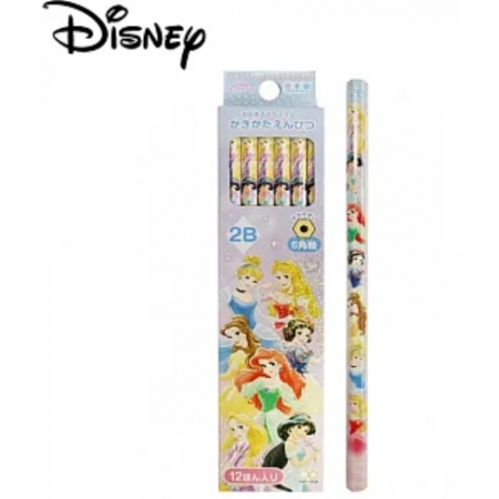 【日本正版授權】迪士尼公主 2B鉛筆 12入組 日本製 鉛筆/六角鉛筆 小美人魚/白雪公主/貝兒公主